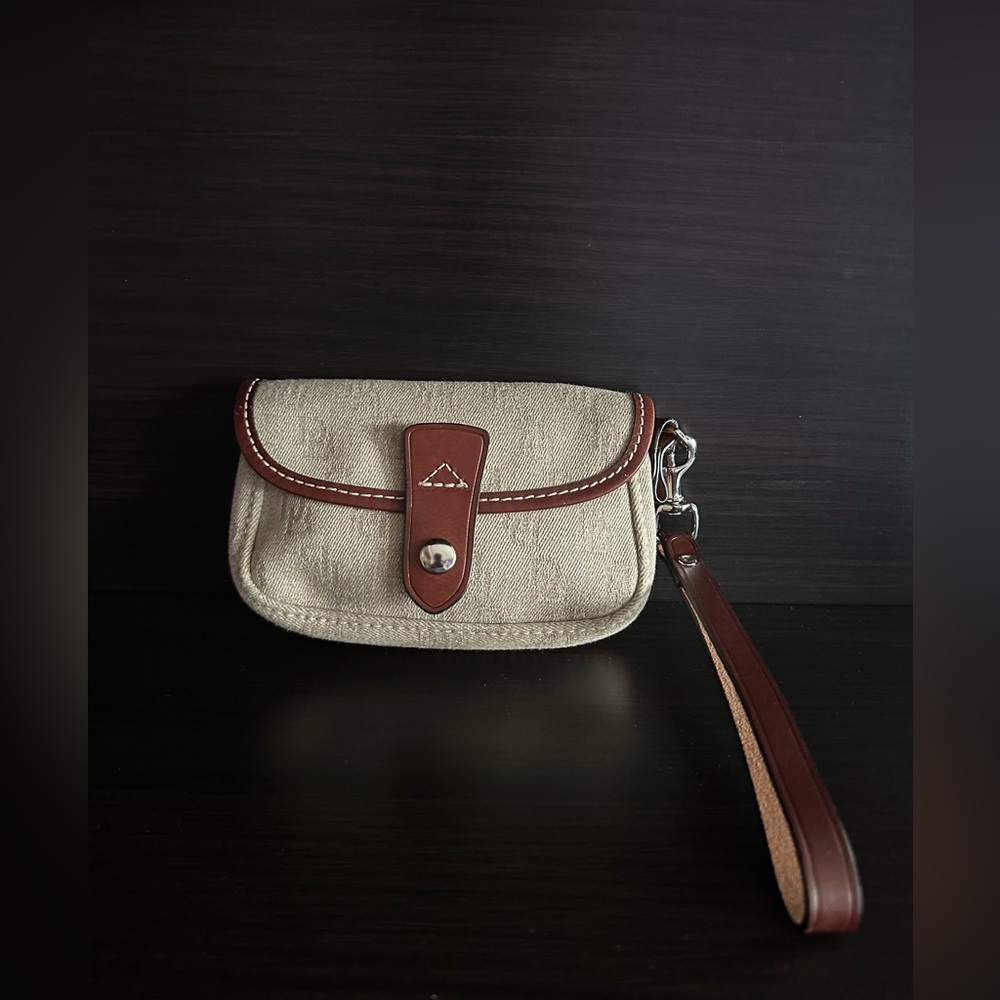 Dooney & Bourke Wristlet Leather and Canvas Vintage Classic DB Monogram